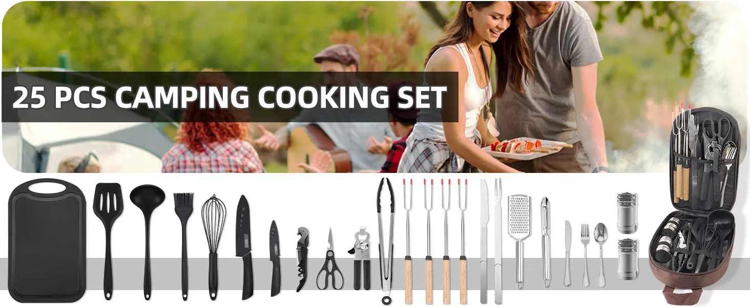 Camping Essentials Cooking Utensils Set - Camping Kitchen Cookware Accessories Set