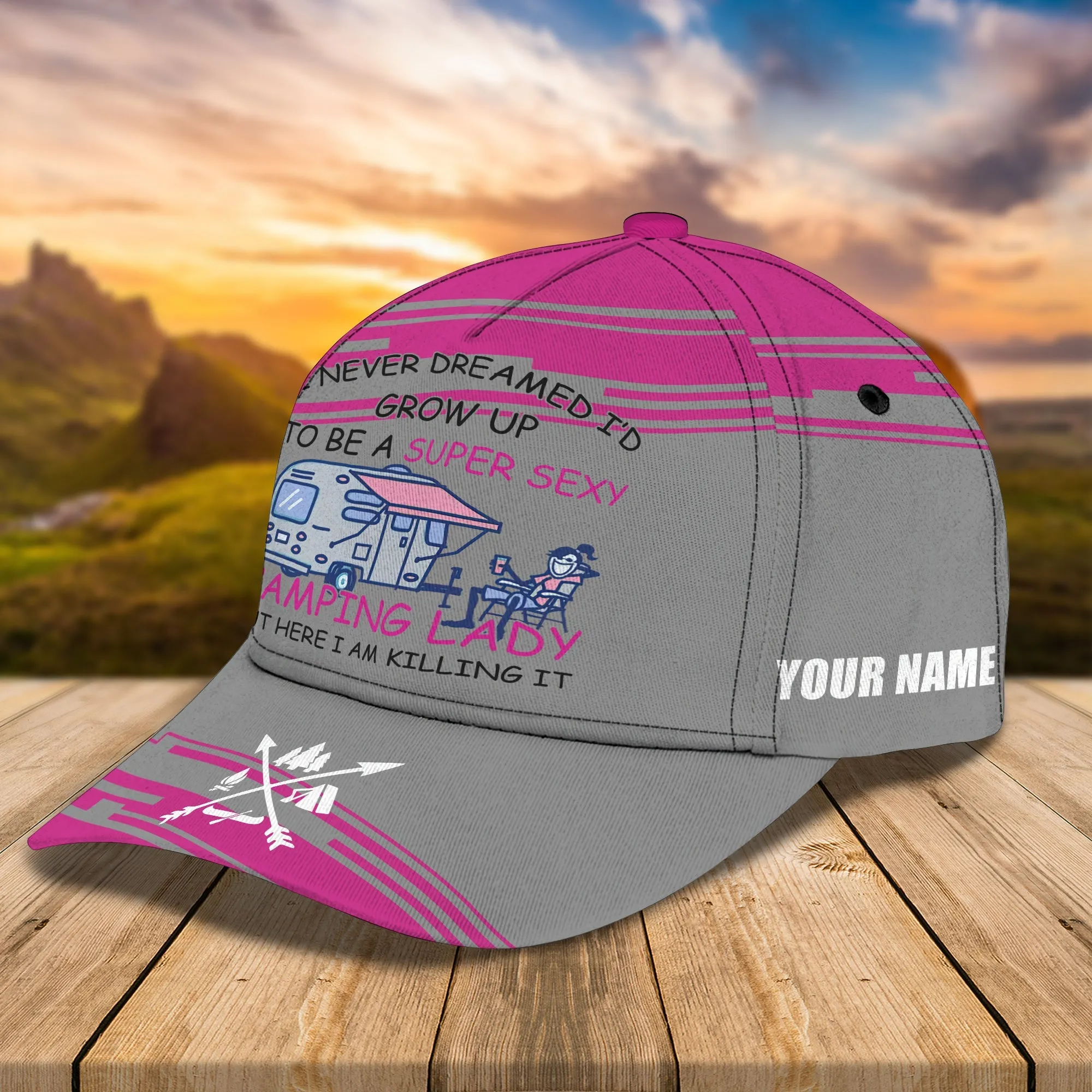Camping Lady - Personalized Name Cap - TD96