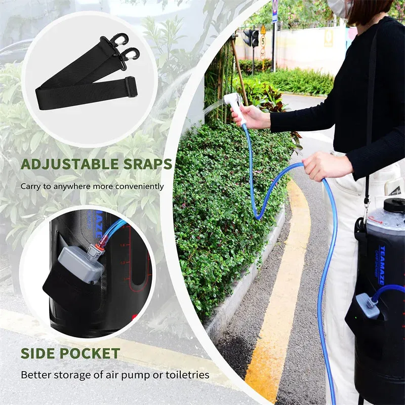 Camping Shower Bag Heated Folding Outdoor Water Inflatable Auto Pressure Pump