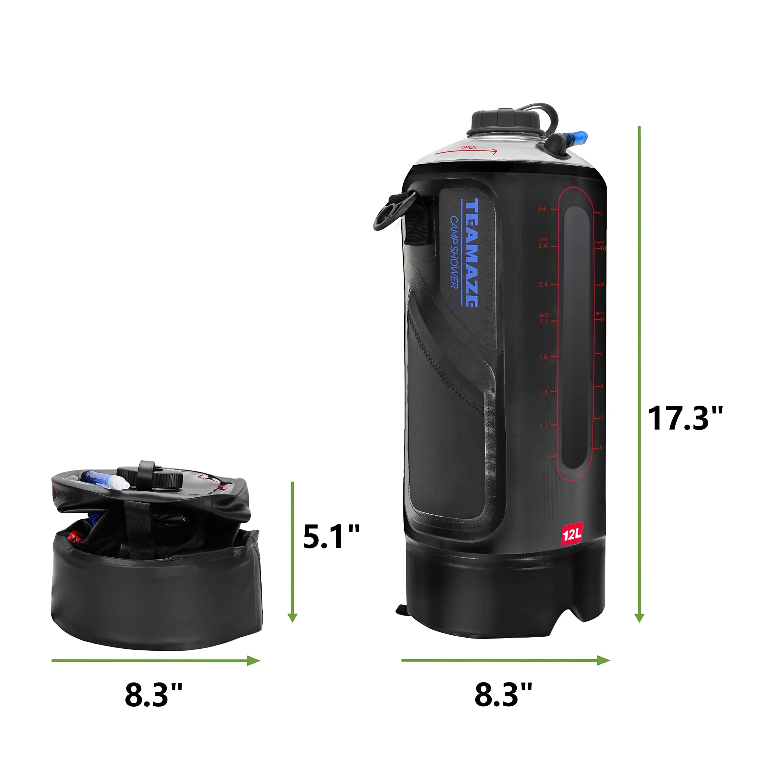 Camping Shower Bag Heated Folding Outdoor Water Inflatable Auto Pressure Pump