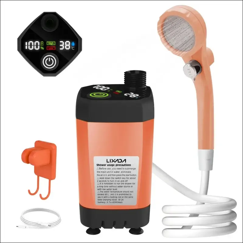 Camping shower pump rv outdoor shower kit camp shower w/full screen intelligent digital display