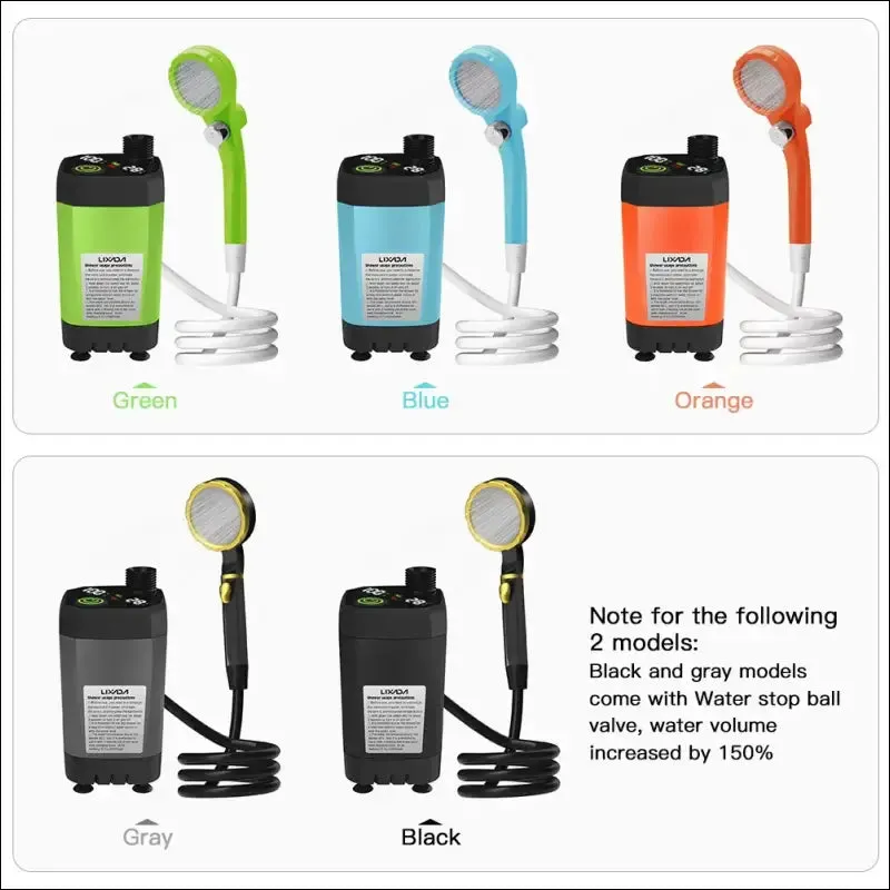 Camping shower pump rv outdoor shower kit camp shower w/full screen intelligent digital display
