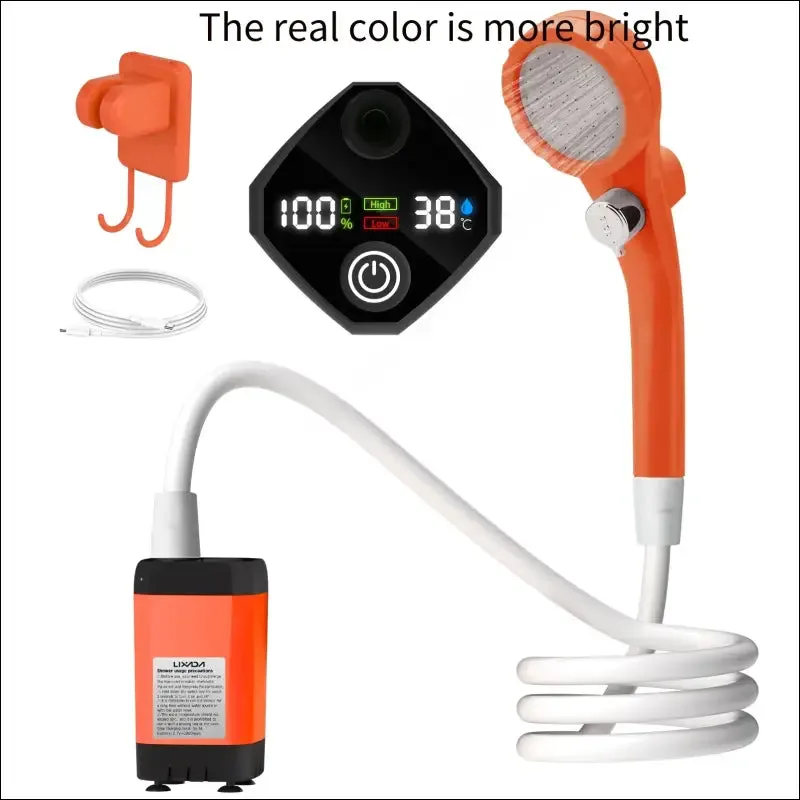 Camping shower pump rv outdoor shower kit camp shower w/full screen intelligent digital display