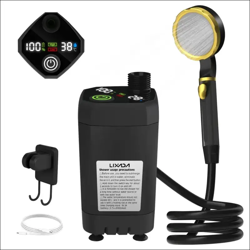 Camping shower pump rv outdoor shower kit camp shower w/full screen intelligent digital display