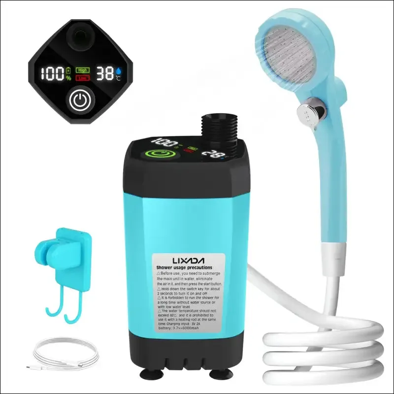 Camping shower pump rv outdoor shower kit camp shower w/full screen intelligent digital display