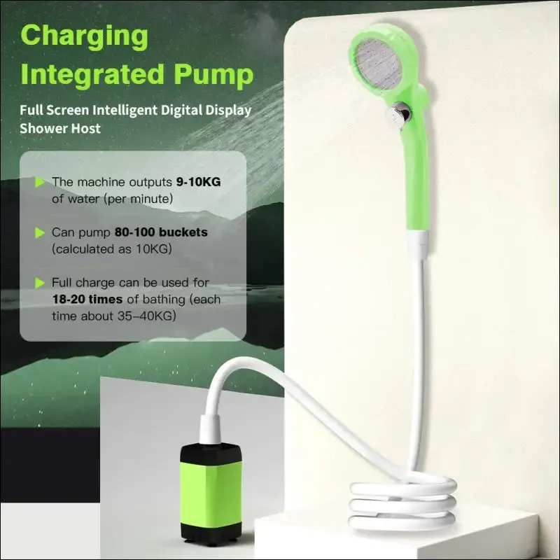 Camping shower pump rv outdoor shower kit camp shower w/full screen intelligent digital display