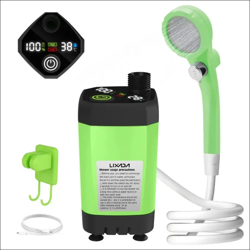 Camping shower pump rv outdoor shower kit camp shower w/full screen intelligent digital display