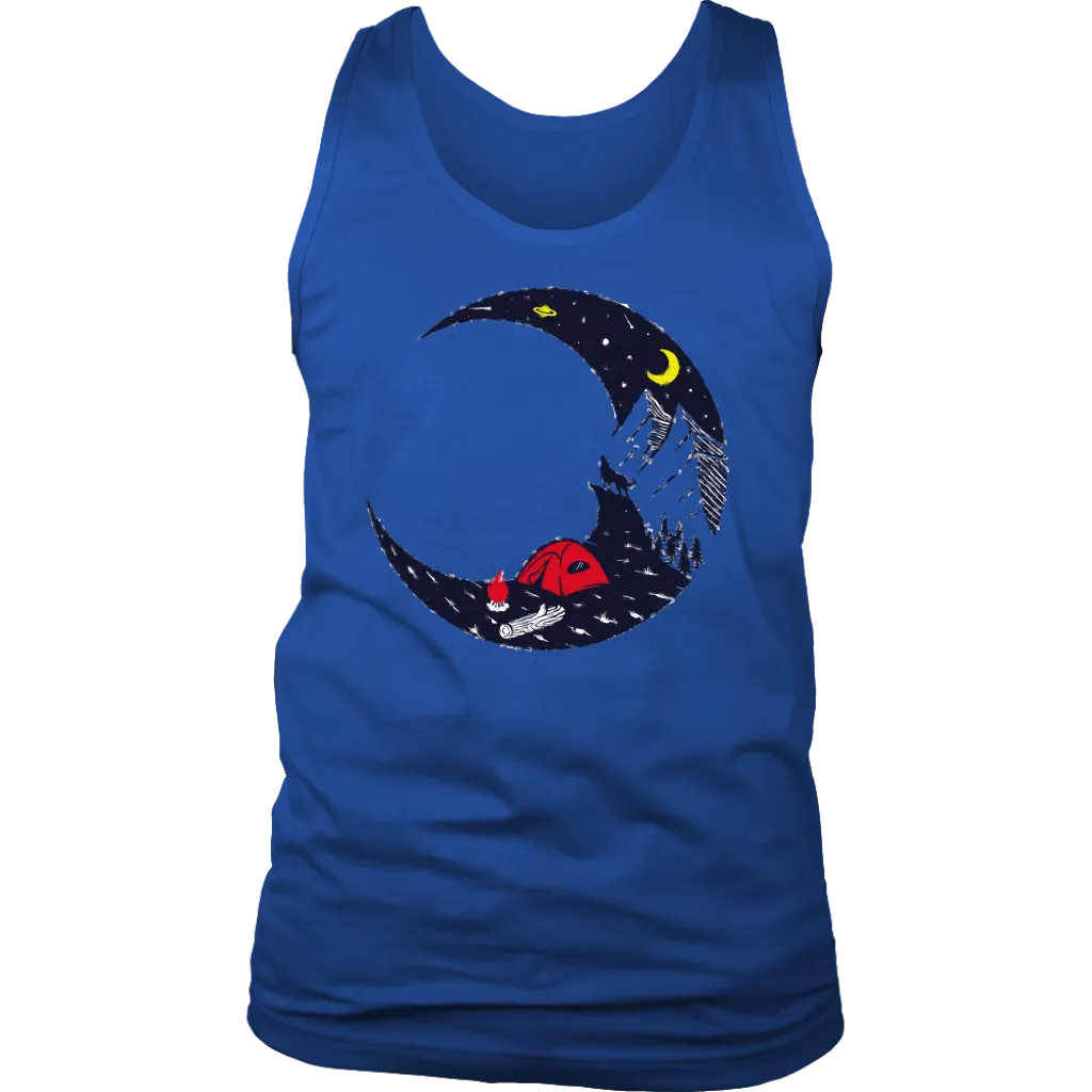 Camping T-shirt, Gift for Camper, Campfire on Moon T-shirt, Outdoor Gift, Outdoor T-shirt, Shirt for Camper