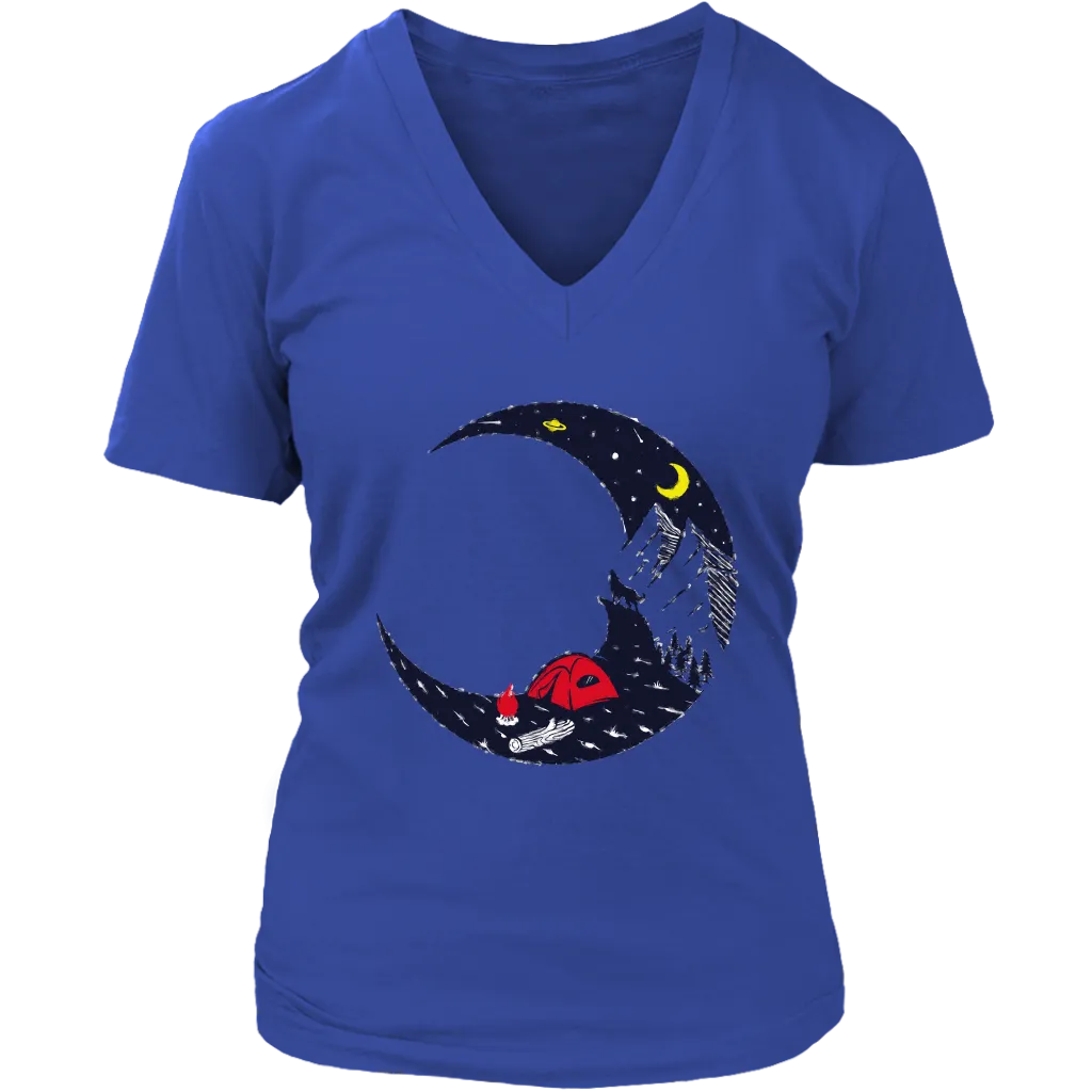 Camping T-shirt, Gift for Camper, Campfire on Moon T-shirt, Outdoor Gift, Outdoor T-shirt, Shirt for Camper