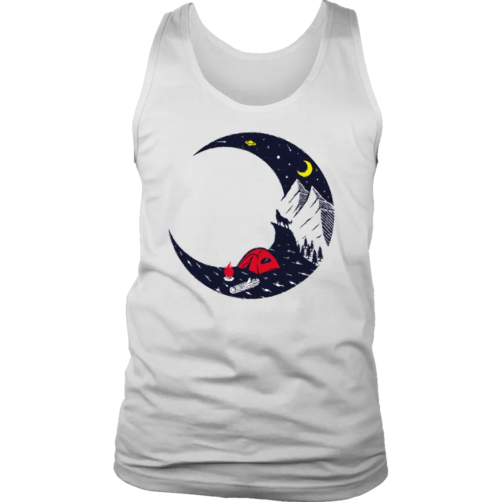 Camping T-shirt, Gift for Camper, Campfire on Moon T-shirt, Outdoor Gift, Outdoor T-shirt, Shirt for Camper