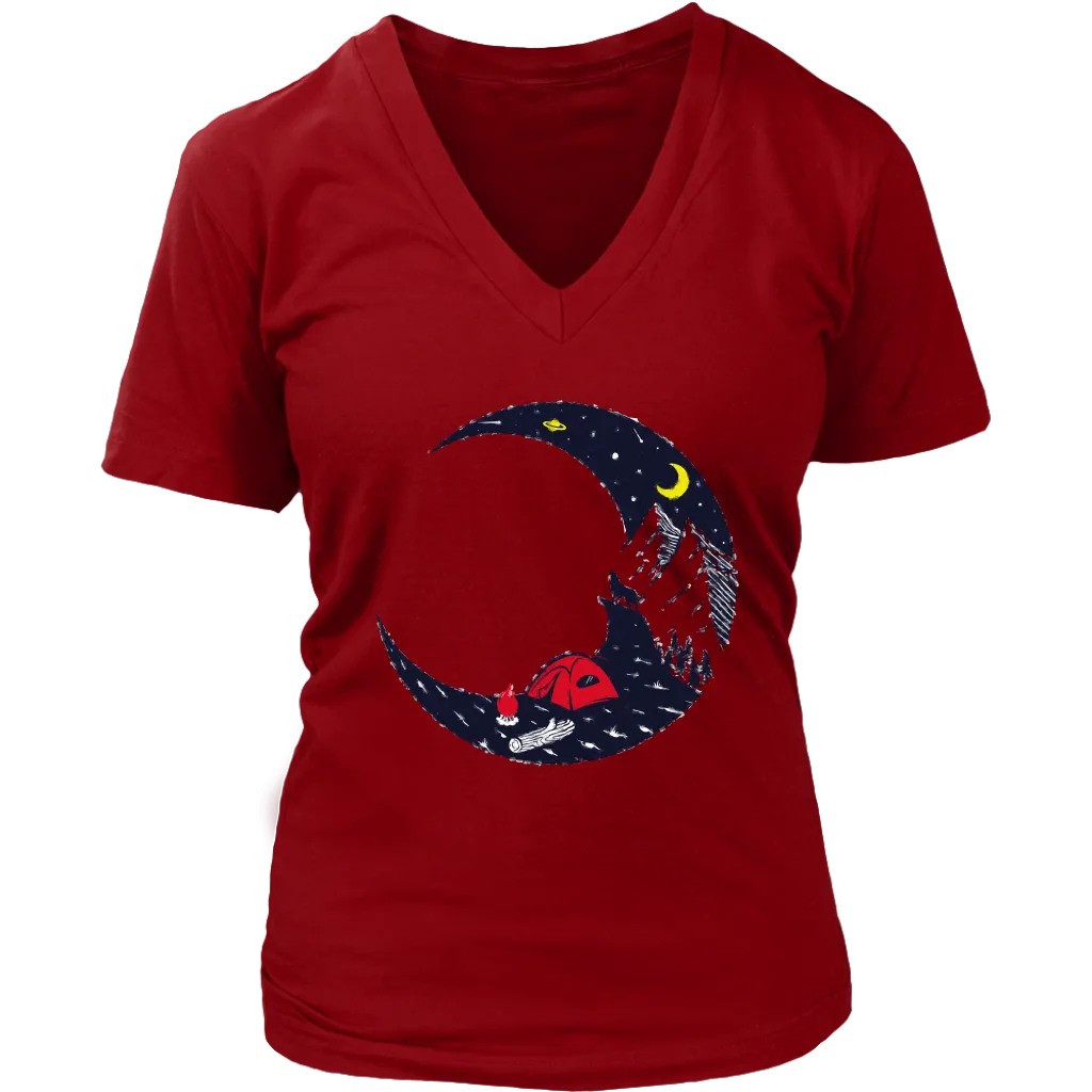 Camping T-shirt, Gift for Camper, Campfire on Moon T-shirt, Outdoor Gift, Outdoor T-shirt, Shirt for Camper