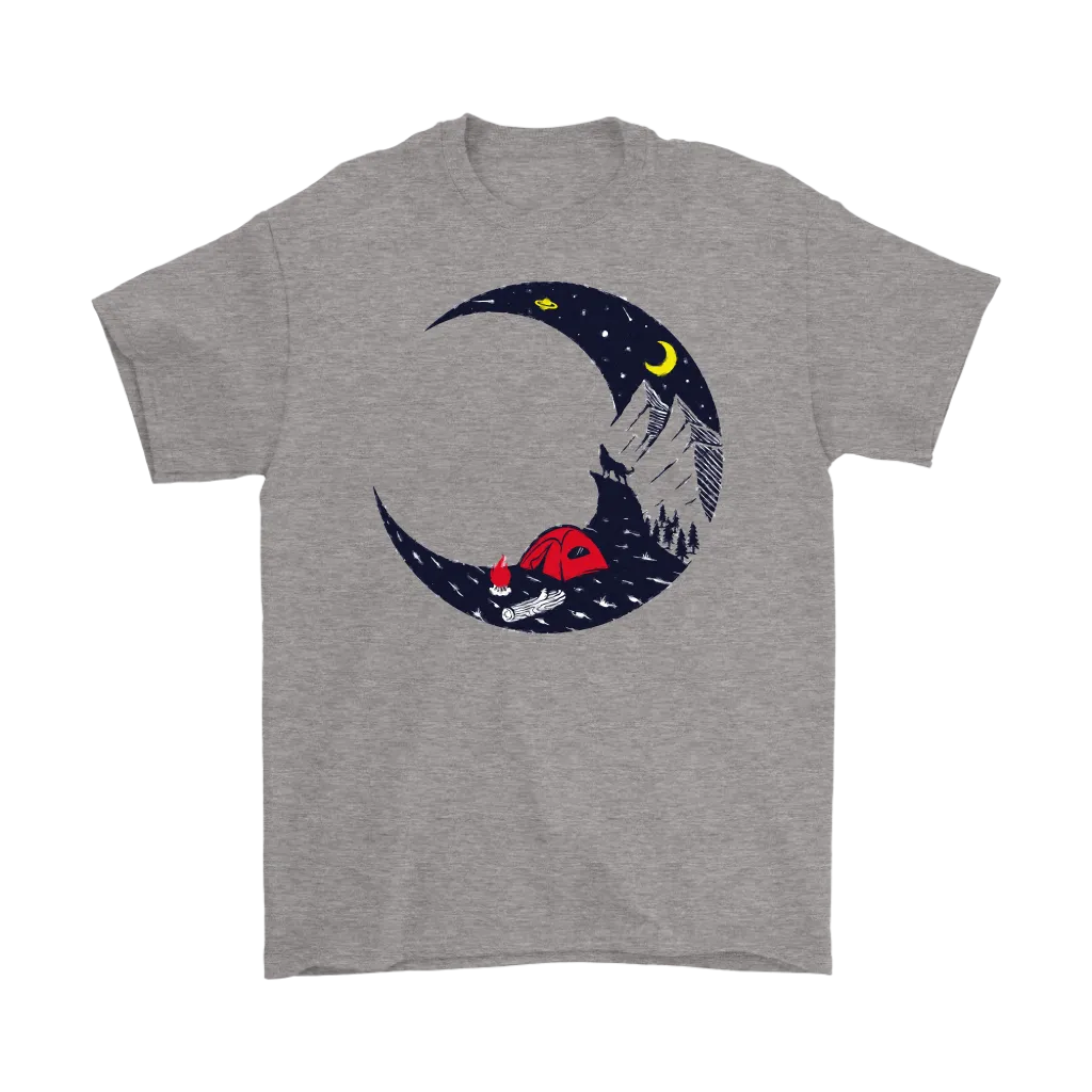 Camping T-shirt, Gift for Camper, Campfire on Moon T-shirt, Outdoor Gift, Outdoor T-shirt, Shirt for Camper