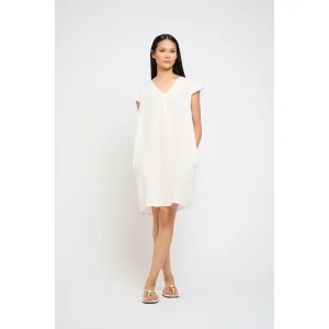 CAP SLEEVE LINEN DRESS