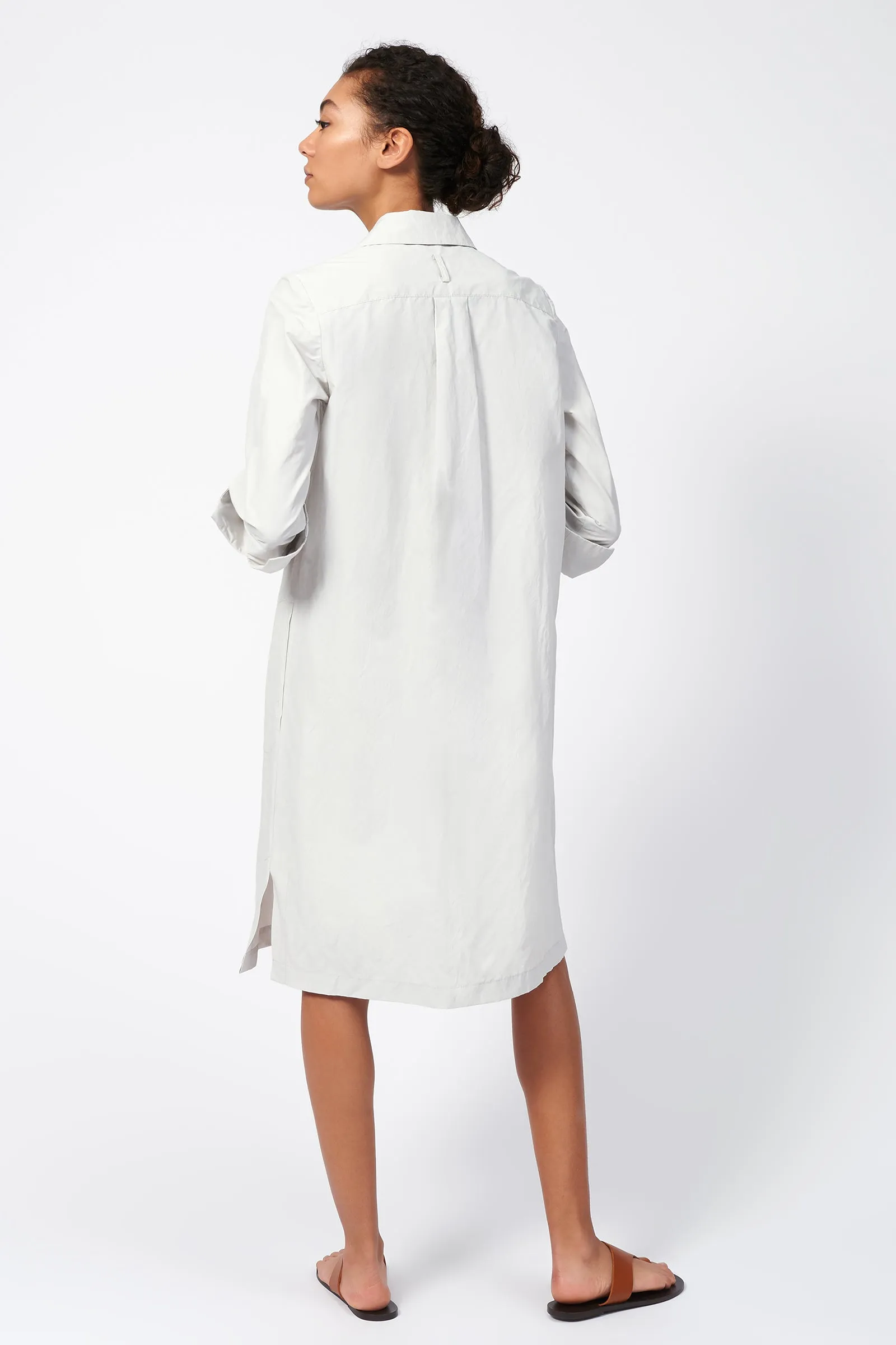 Cecil Collared V-Neck Dress - Stone Broadcloth