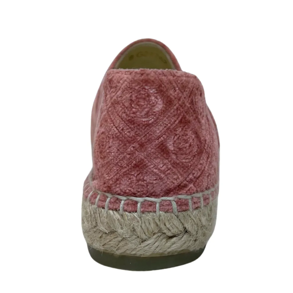 Chanel Pink Rose Velvet Black Cap Toe Espadrilles, 37