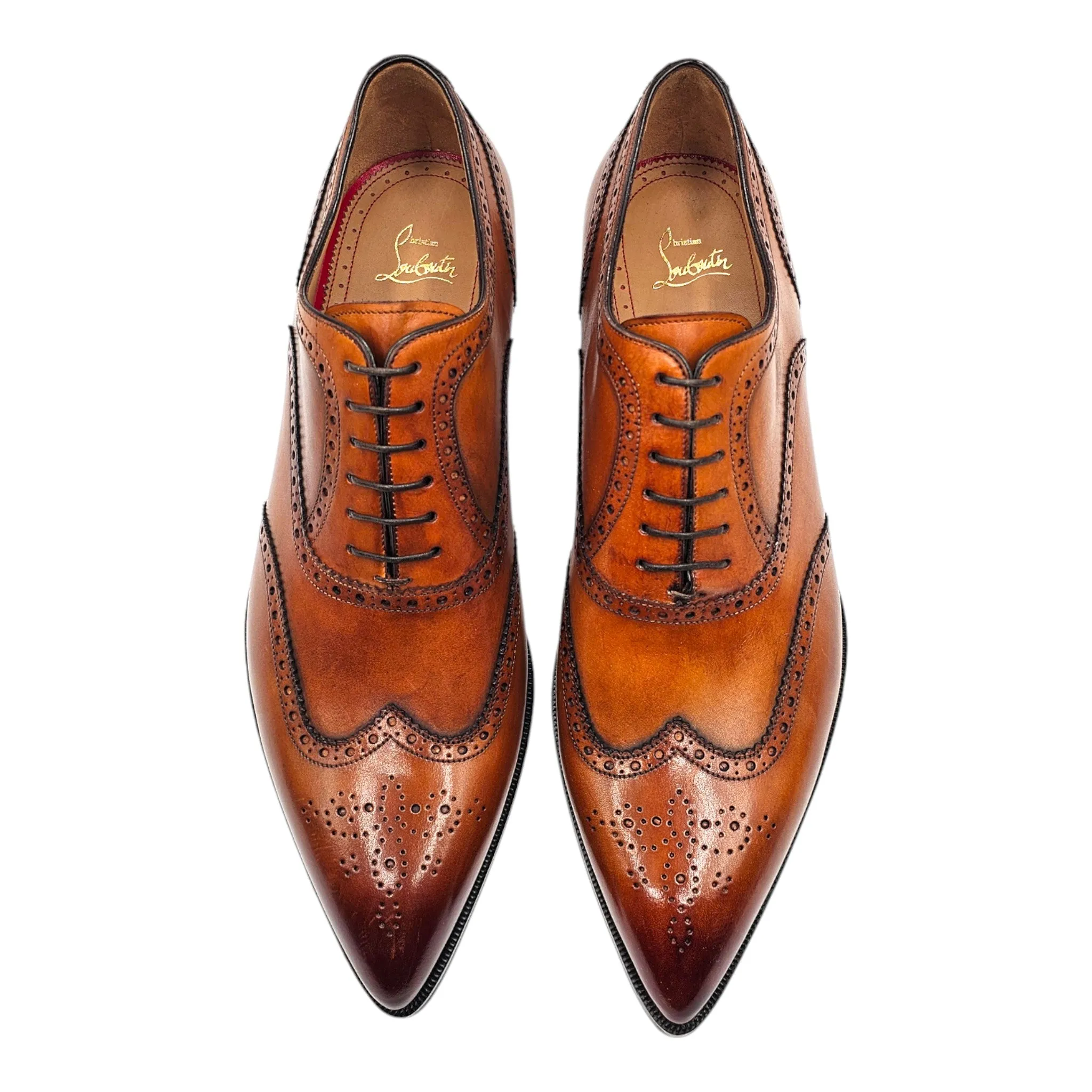 Christian Louboutin Wingtip Brogue Shoes - Leather - Brown 42.5