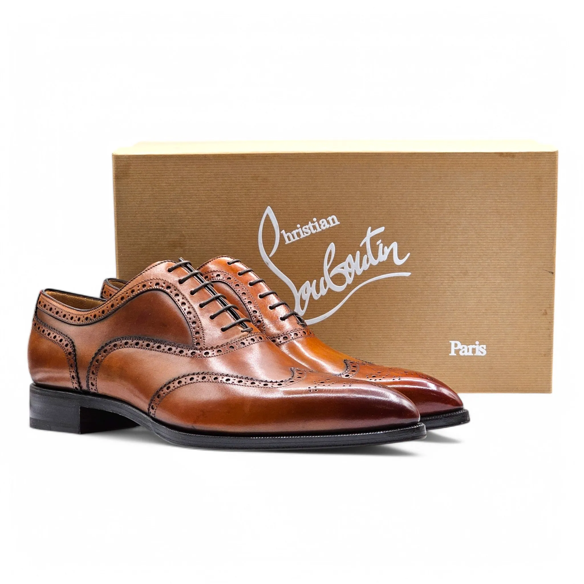 Christian Louboutin Wingtip Brogue Shoes - Leather - Brown 42.5