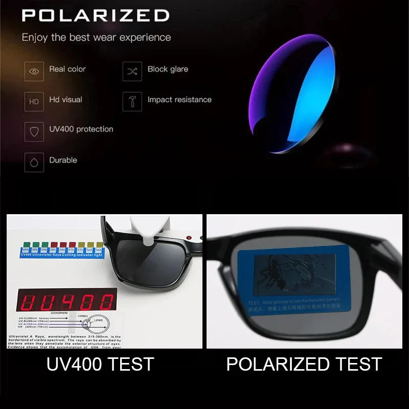Classic Black Square Polarized Sunglasses for Men
