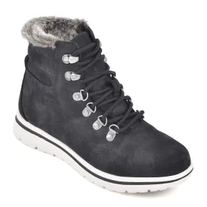 CLIFFS BY WHITE MOUNTAIN Shoes Hallett Women's Casual Hiker Style Bootie, Black/Fabric, 9 M