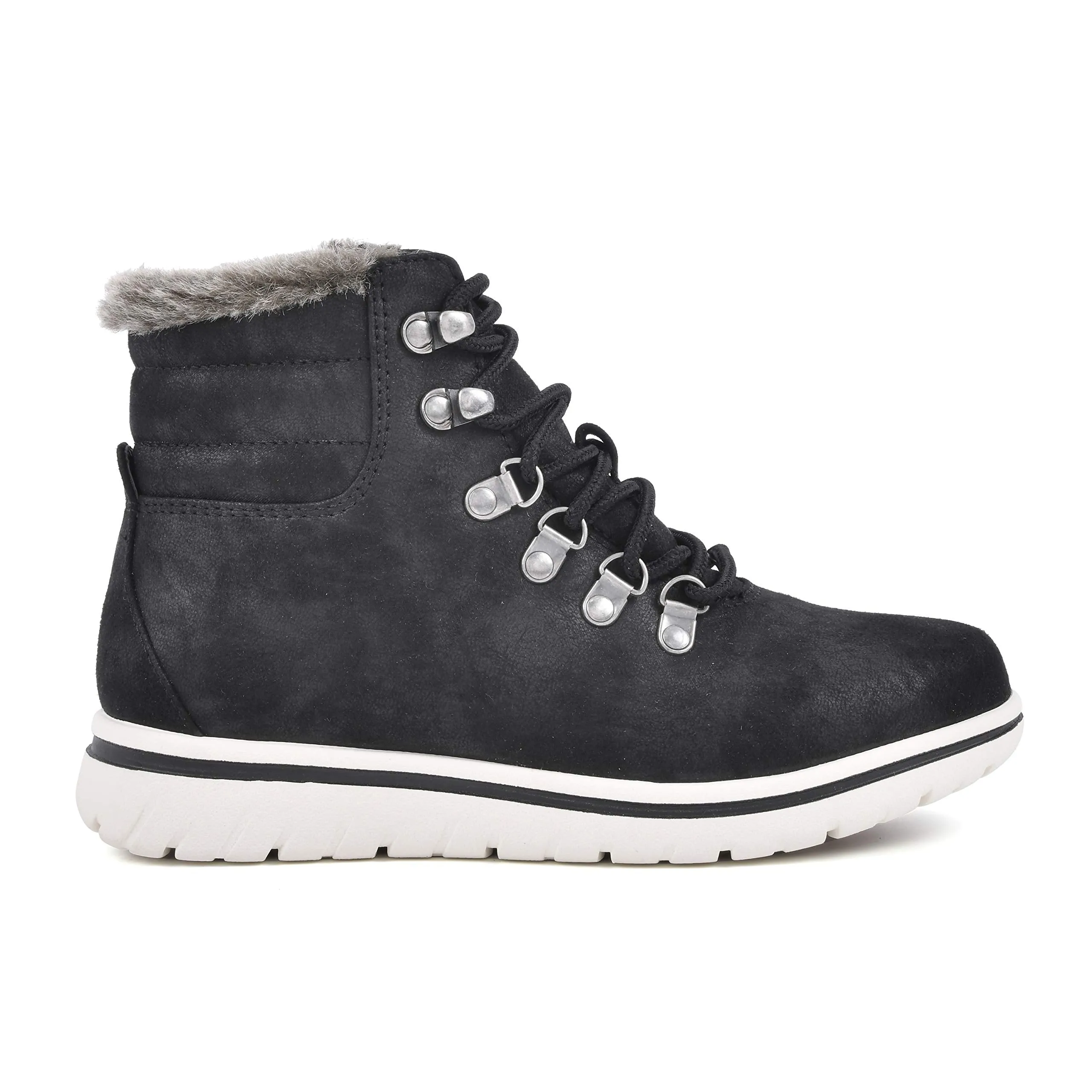 CLIFFS BY WHITE MOUNTAIN Shoes Hallett Women's Casual Hiker Style Bootie, Black/Fabric, 9 M
