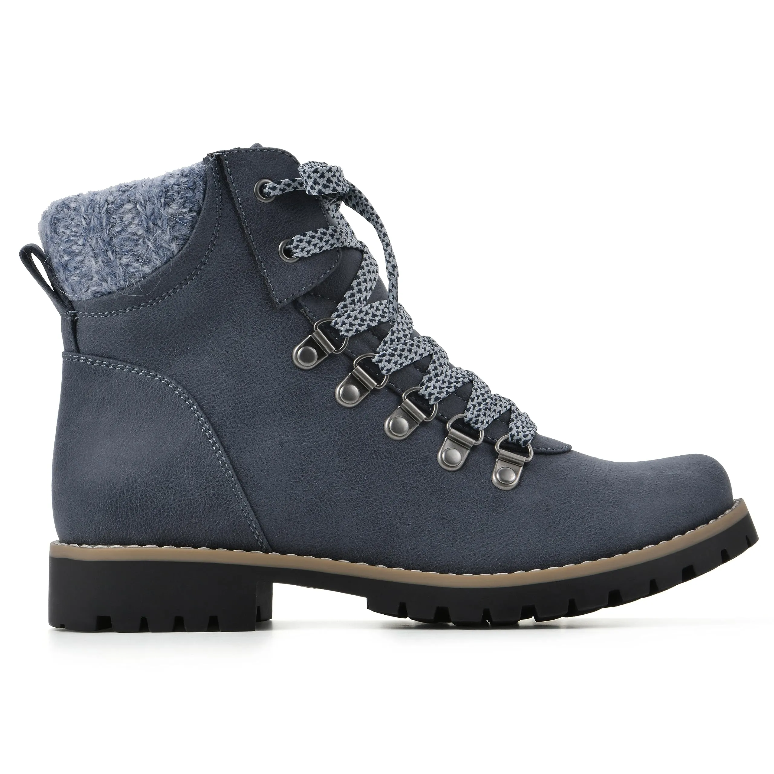 CLIFFS BY WHITE MOUNTAIN Women's Shoes Primed Lugged Lace-Up Ankle Bootie, Black/Fabric, 7.5 M