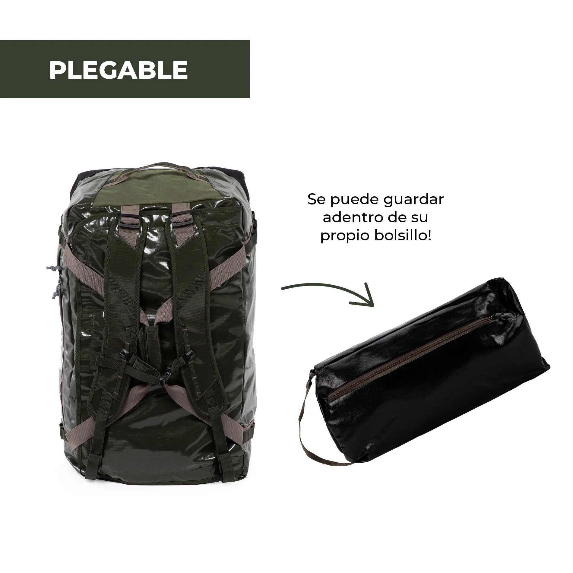 COMBO Bolso ROY 80L   Mochila Andes VERDE