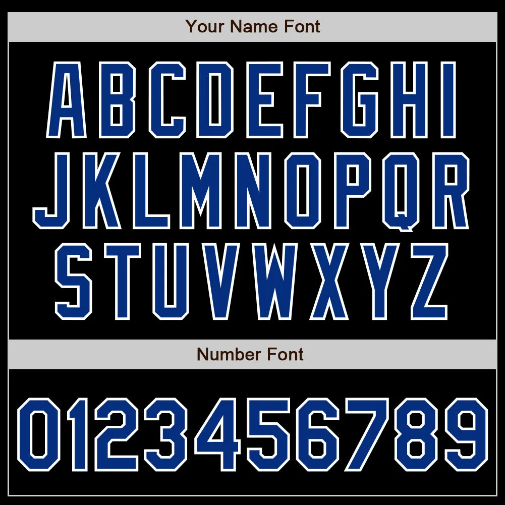 Custom Black Royal-White 3 Colors Arm Shapes Authentic Baseball Jersey