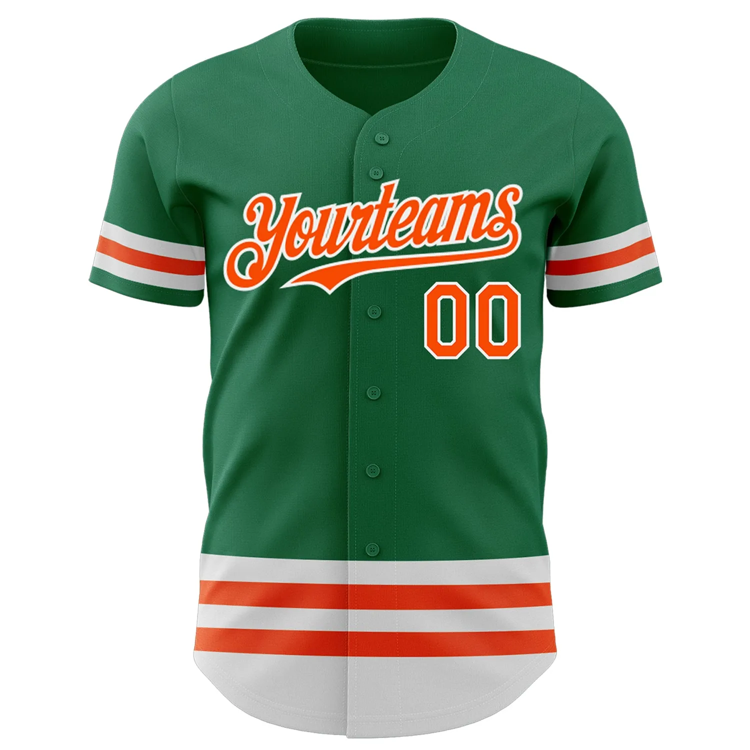 Custom Kelly Green Orange-White Line Authentic Baseball Jersey
