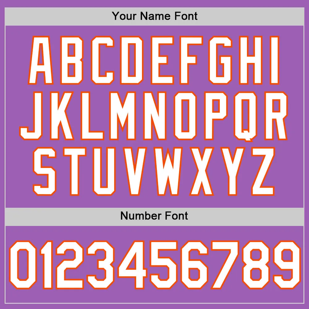 Custom Medium Purple White-Orange Authentic Baseball Jersey