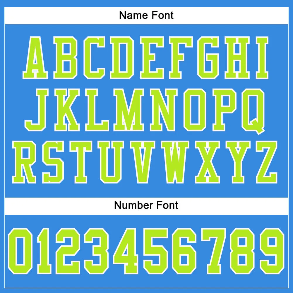 Custom Powder Blue Neon Green-White Mesh Authentic Football Jersey