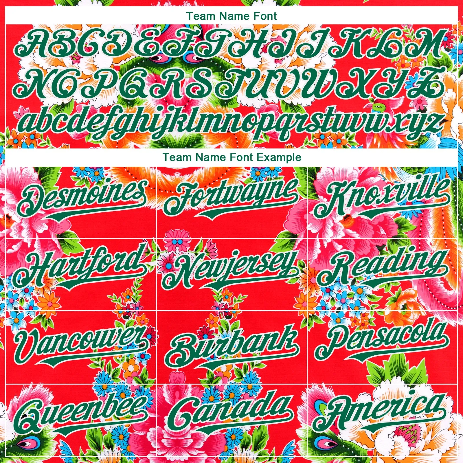 Custom Red Kelly Green-White 3D Pattern Design Northeast China Big Flower Authentic Baseball Jersey