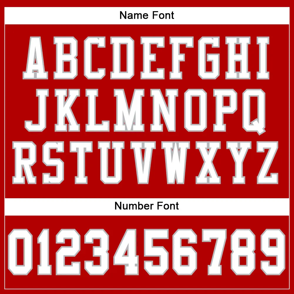 Custom Red White-Gray Mesh Authentic Football Jersey
