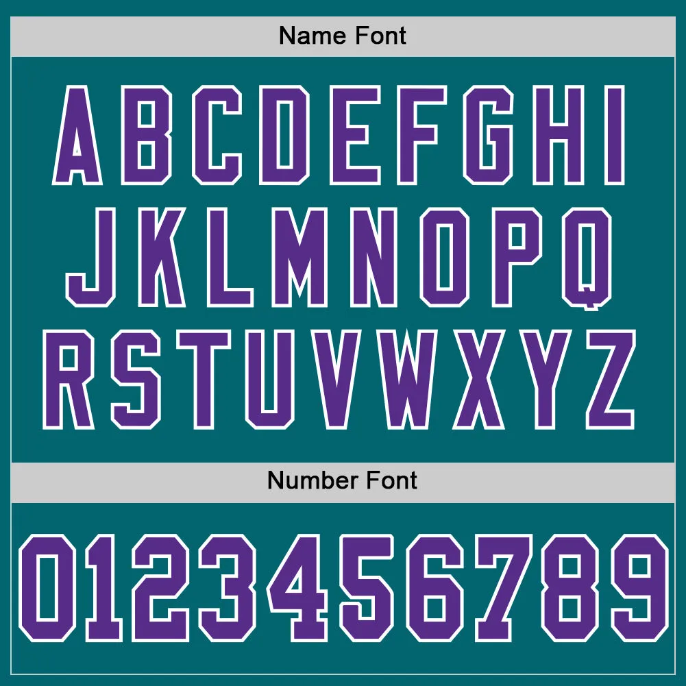 Custom Teal Purple-White Mesh Authentic Throwback Football Jersey