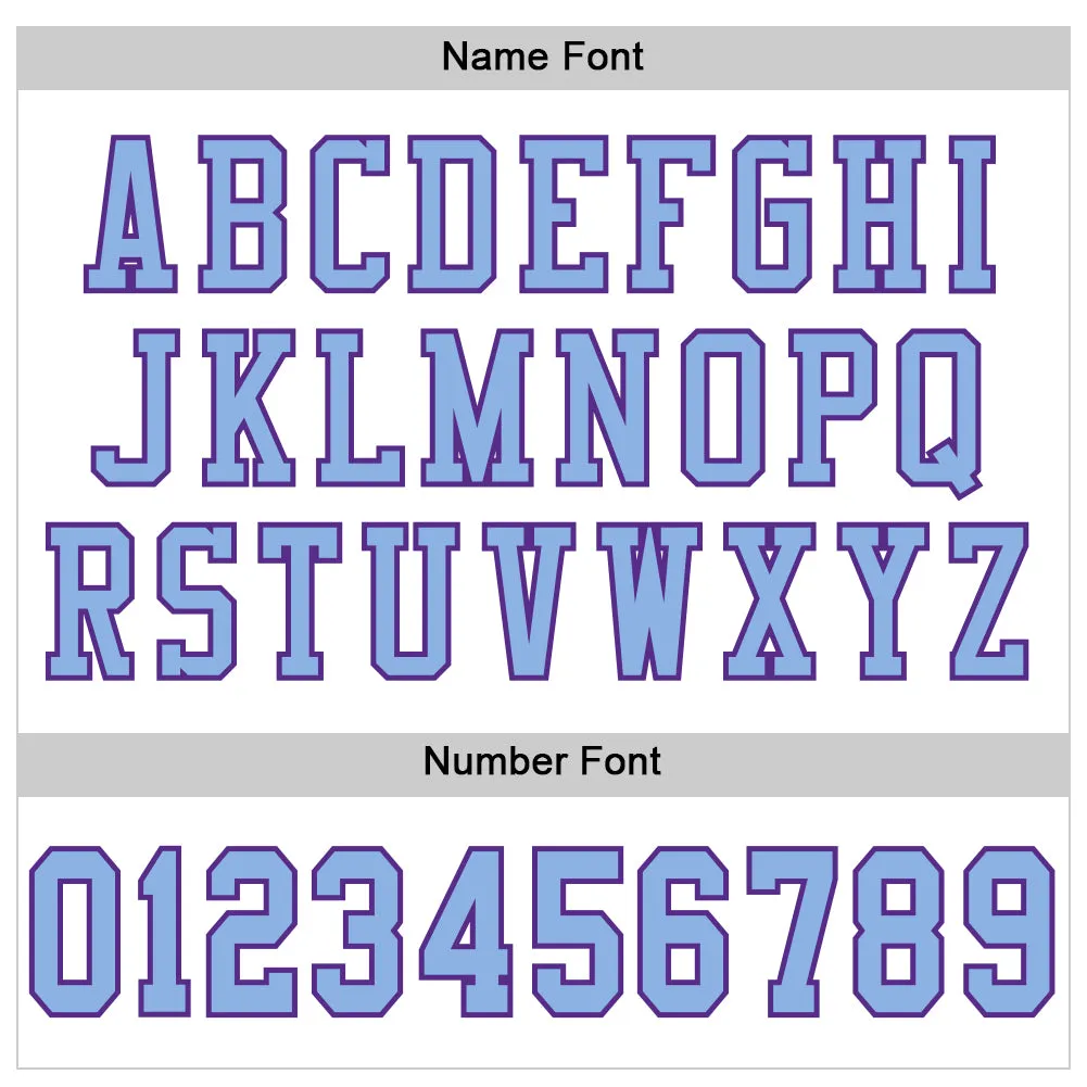 Custom White Light Blue-Purple Mesh Authentic Football Jersey