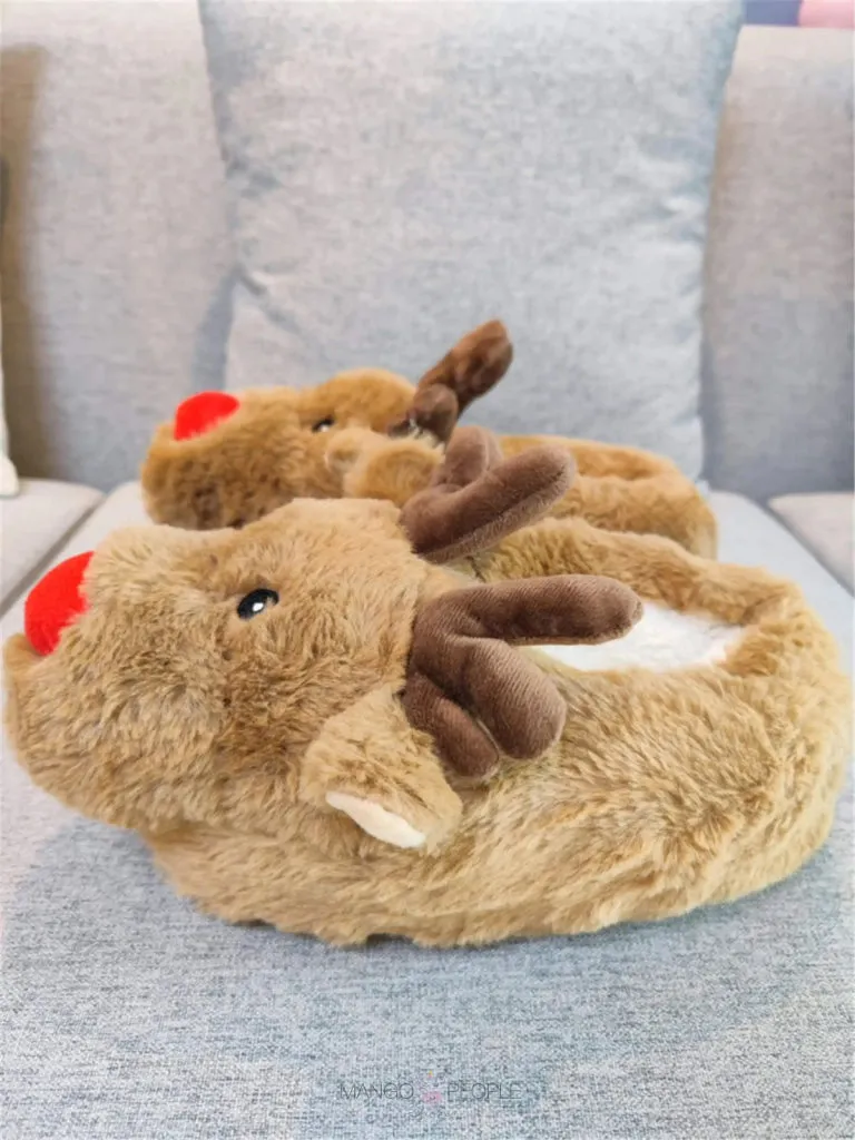 Cute Animal Reindeer Indoor Plush Slippers