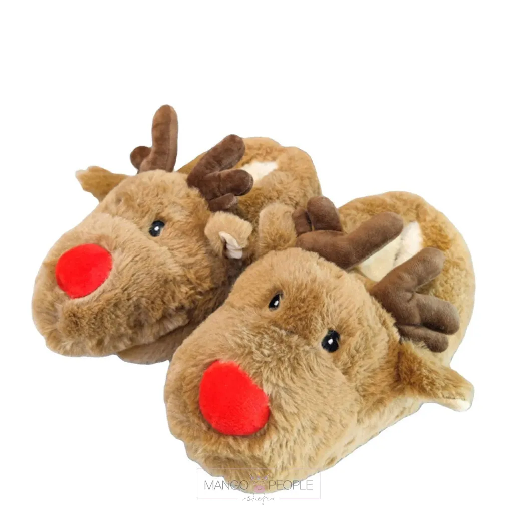 Cute Animal Reindeer Indoor Plush Slippers