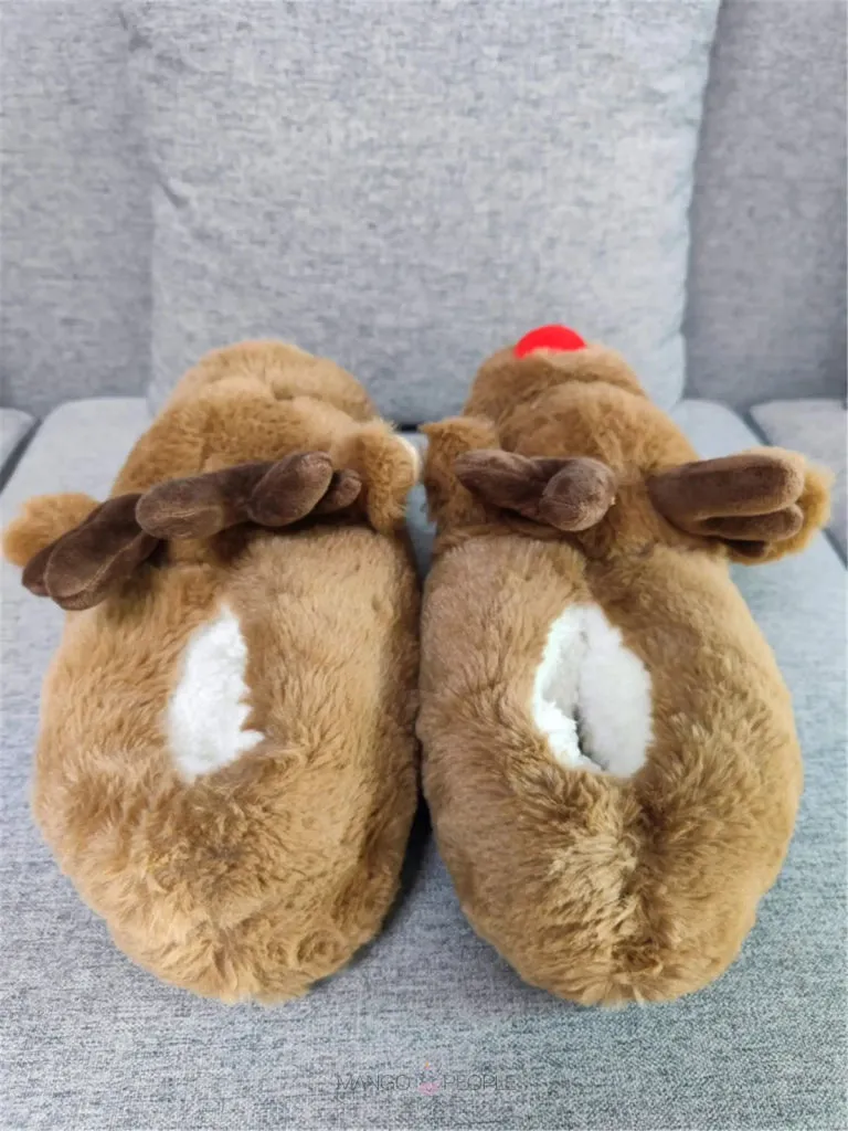 Cute Animal Reindeer Indoor Plush Slippers