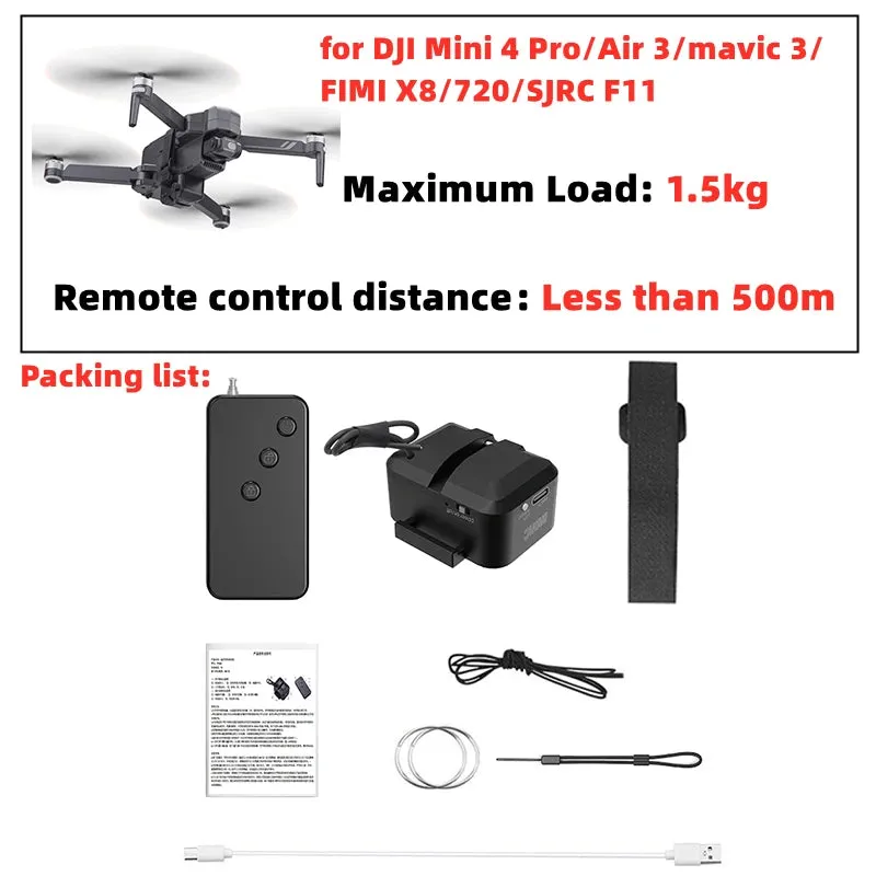 Drone Airdrop System for DJI Mavic 3/2Pro Zoom AIR 2 Mini2/Mini3 Bait Deliver