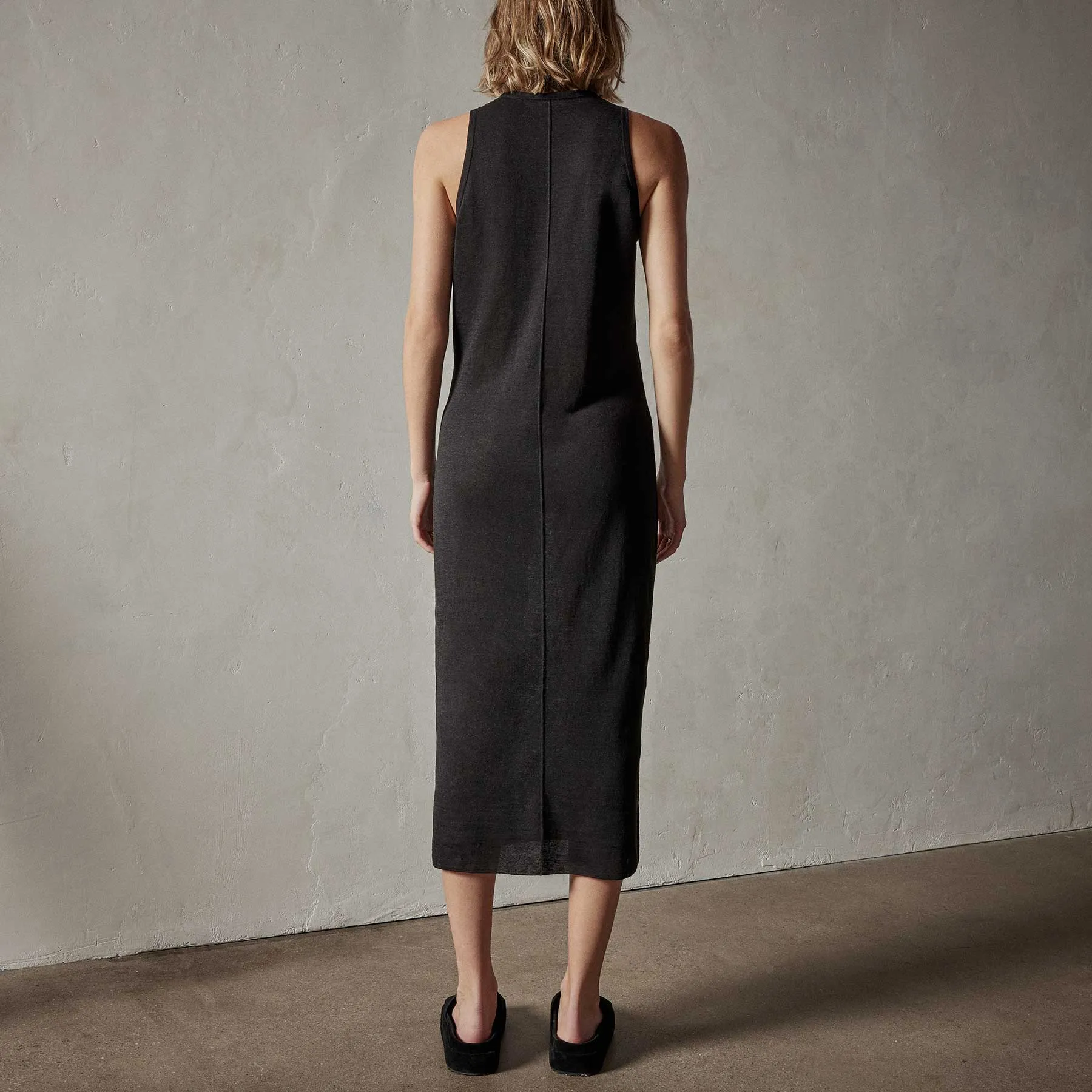 Dunes Linen Tank Dress - Black/Black