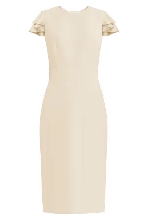 Estella Off-white Sheath dress with Butterfly Sleeves