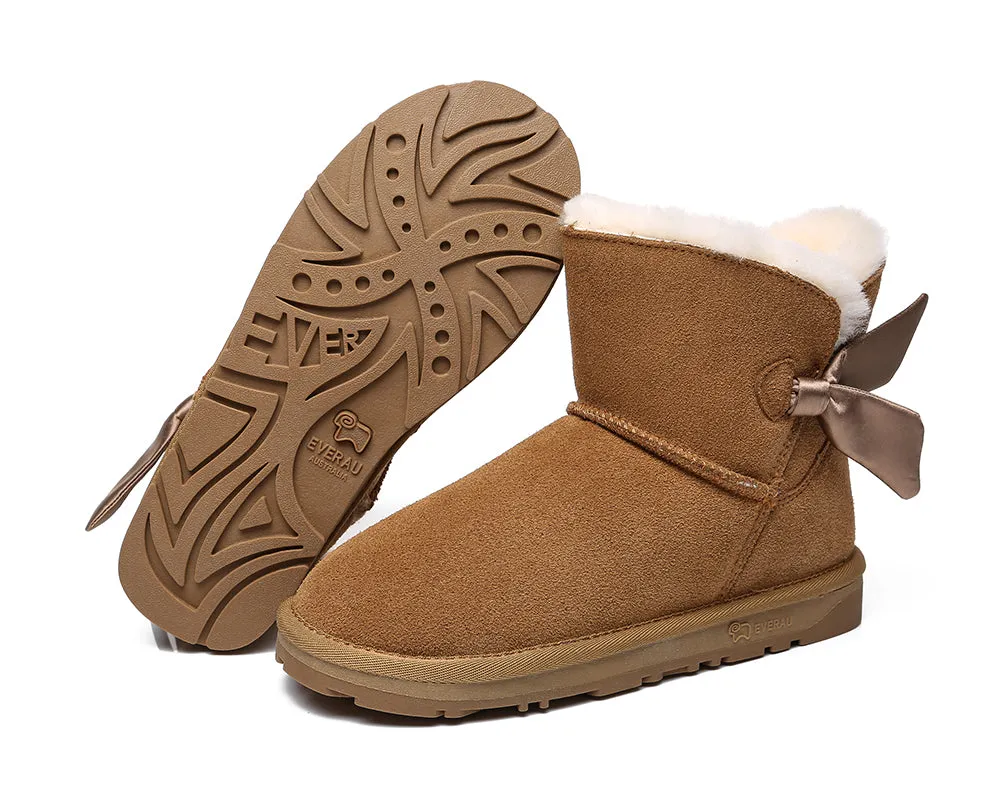 EVERAU® Sheepskin Single Bow Boots Women Ember