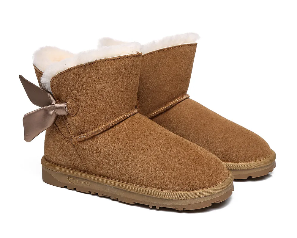 EVERAU® Sheepskin Single Bow Boots Women Ember