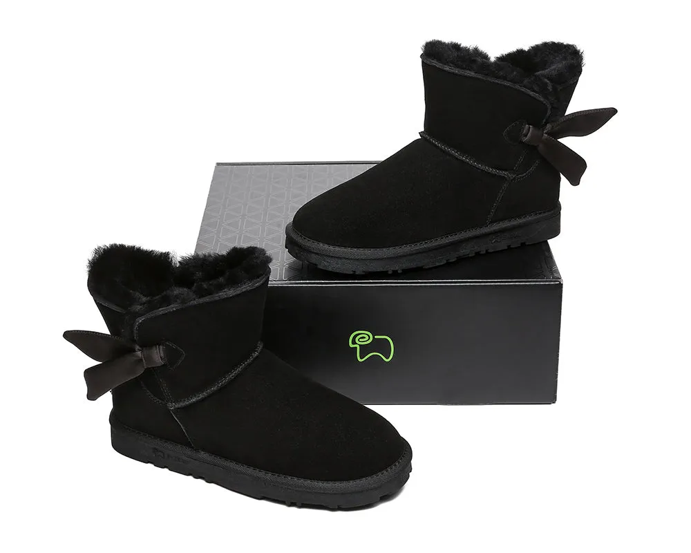 EVERAU® Sheepskin Single Bow Boots Women Ember