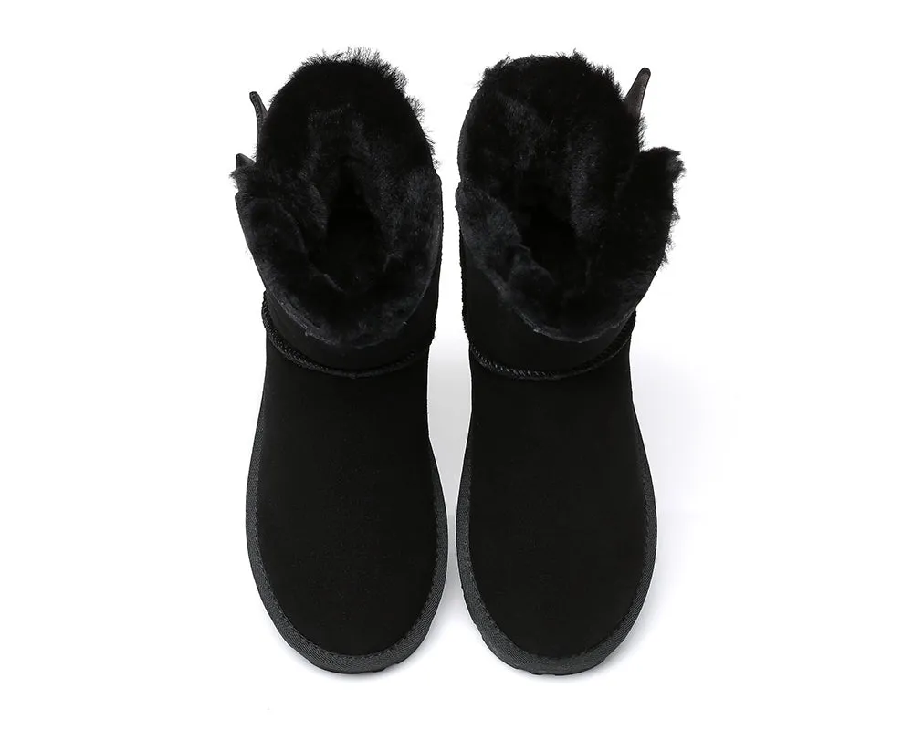 EVERAU® Sheepskin Single Bow Boots Women Ember