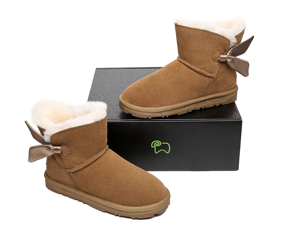 EVERAU® Sheepskin Single Bow Boots Women Ember
