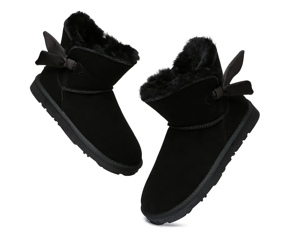 EVERAU® Sheepskin Single Bow Boots Women Ember
