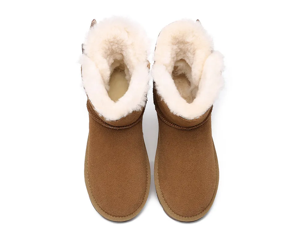 EVERAU® Sheepskin Single Bow Boots Women Ember