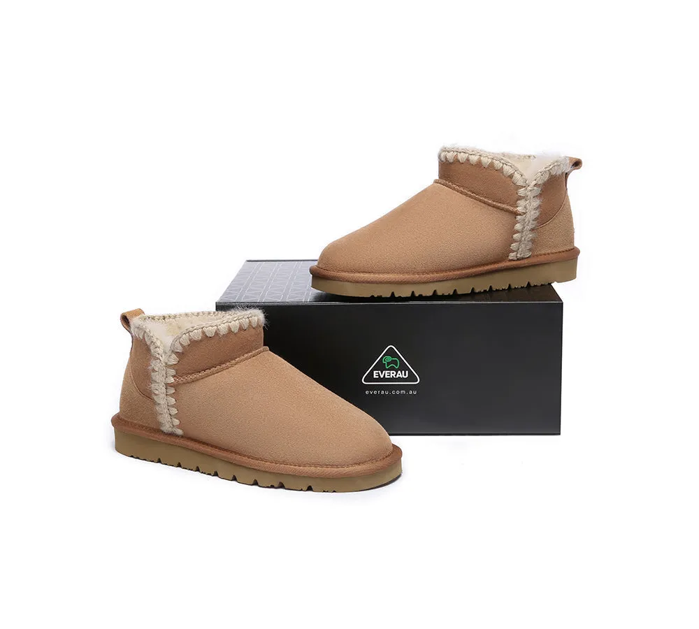 EVERAU® UGG Women Sheepskin Wool Ankle Mini Boots Brooklyn