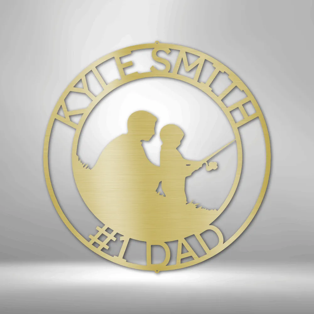 Father and Son Fishing Monogram - Steel Sign