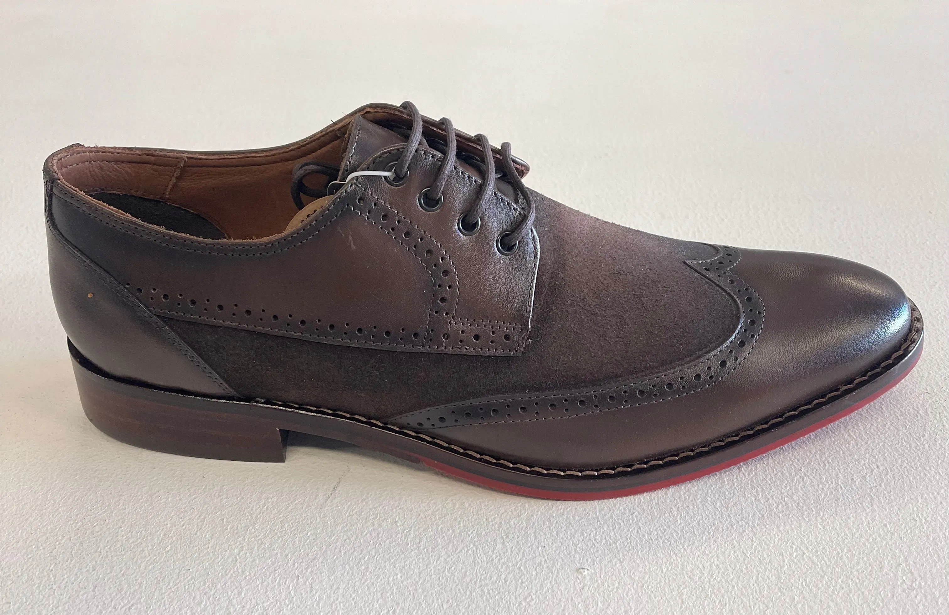 FERRACINI ISMAEEL LEATHER SUEDE WING TIP DRESS SHOE 5699